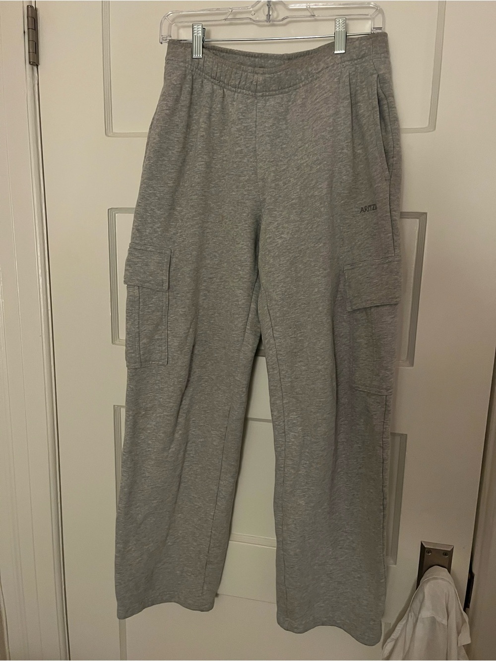 Aritzia Light Gray Cargo Track Pants - Wide Leg Joggers